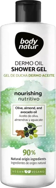 Изображение товара Гель для душа Body Natur Dermo Oil Shower Gel Олива, Миндаль и Масло авокадо (400мл)