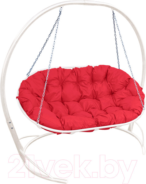 Изображение товара Диван подвесной M-Group Мамасан / 12120106 (белый/красная подушка)