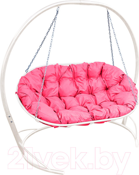 Изображение товара Диван подвесной M-Group Мамасан / 12120108 (белый/розовая подушка)
