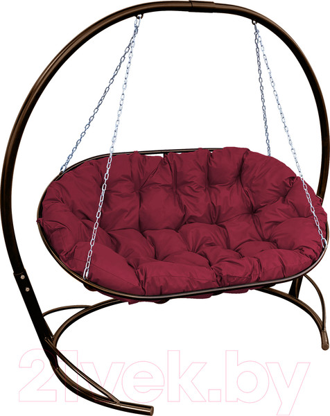 Изображение товара Диван подвесной M-Group Мамасан / 12120202  (коричневый/бордовая подушка)