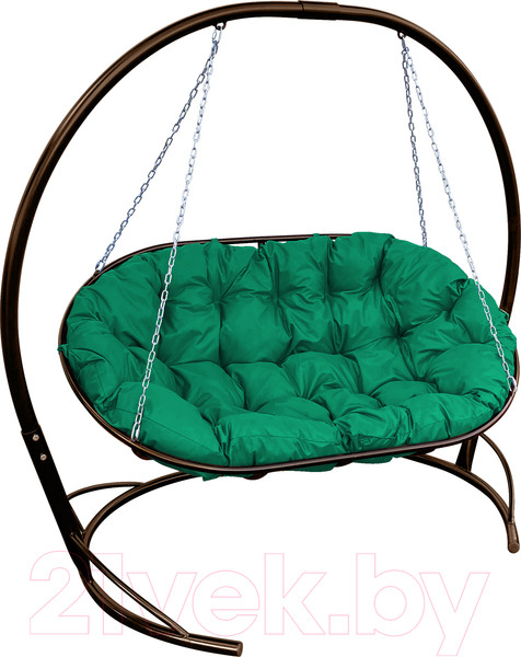 Изображение товара Диван подвесной M-Group Мамасан / 12120204 (коричневый/зеленая подушка)