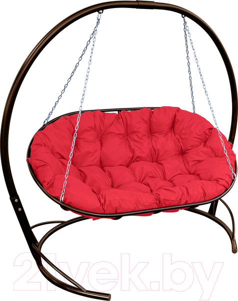Изображение товара Диван подвесной M-Group Мамасан / 12120206 (коричневый/красная подушка)