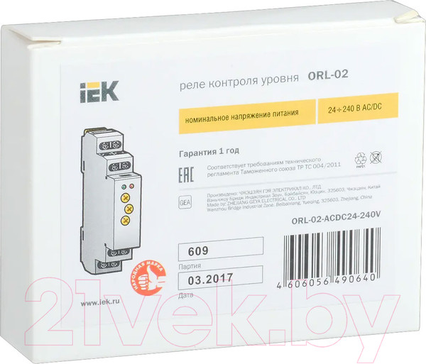 Изображение товара Реле уровня IEK ORL-02-ACDC24-240V