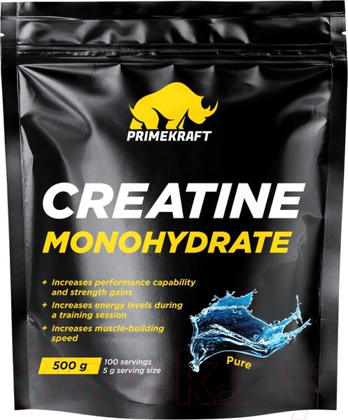 Изображение товара Креатин Prime Kraft Monohydrate Micronized 100% Pure (500г, без вкуса, пакет)