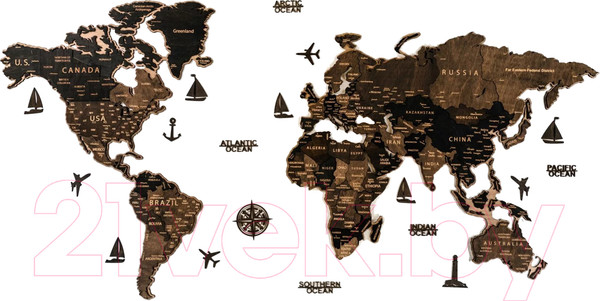 Изображение товара Набор аксессуаров для декора настенного Woodary На английском языке / 3252 (17шт)