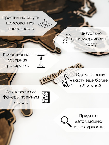 Изображение товара Набор аксессуаров для декора настенного Woodary На русском языке / 3254 (17шт)