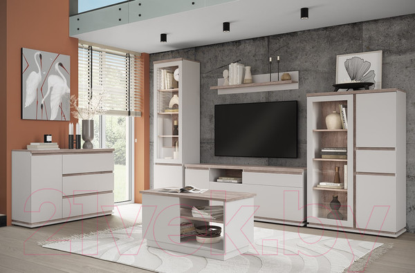 Изображение товара Шкаф с витриной Anrex Lima 1V2D1S (персидский жемчуг/мадура)