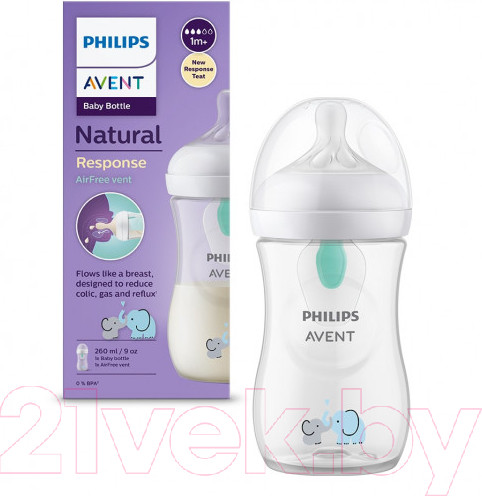 Изображение товара Бутылочка для кормления Philips AVENT Natural Response с клапаном AirFree / SCY673/81 (260мл)
