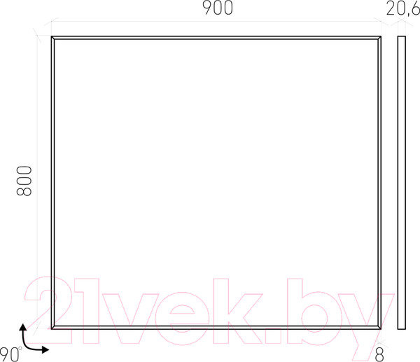 Изображение товара Зеркало Laparet Focus 80x90 / LF-MIR-90-00