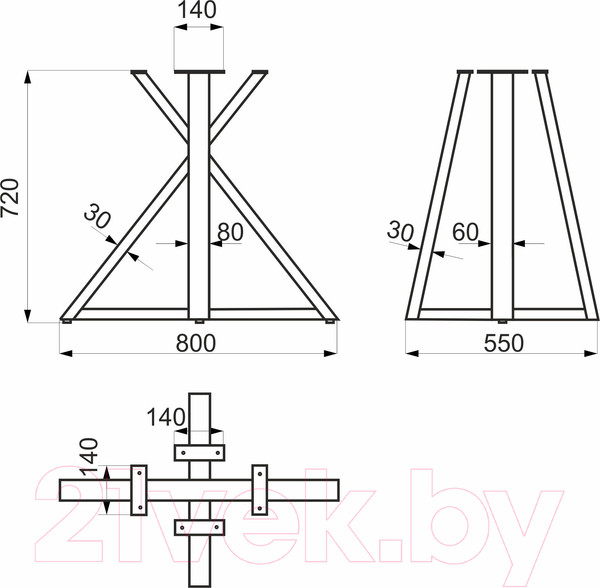 Изображение товара Подстолье AKS Gerda 720 (черный)