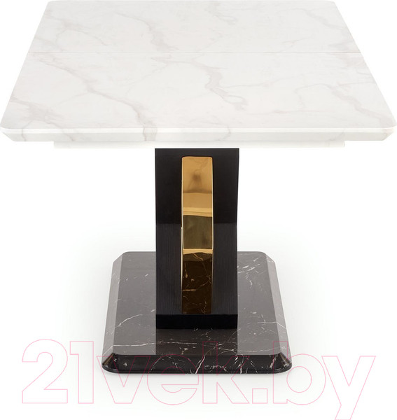 Изображение товара Обеденный стол Halmar Vincenzo 160-200x90x77 (белый мрамор/черный/золото)