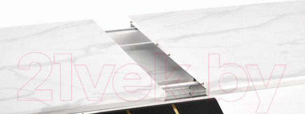 Изображение товара Обеденный стол Halmar Vincenzo 160-200x90x77 (белый мрамор/черный/золото)