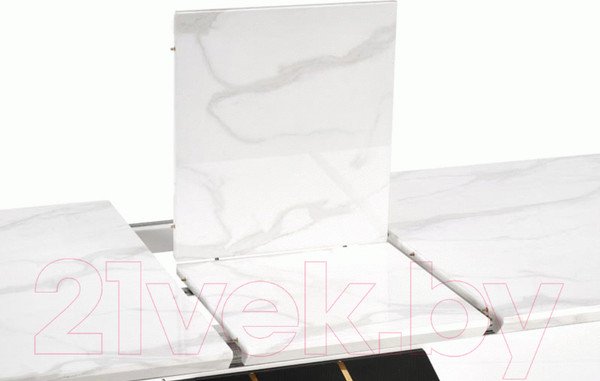 Изображение товара Обеденный стол Halmar Vincenzo 160-200x90x77 (белый мрамор/черный/золото)