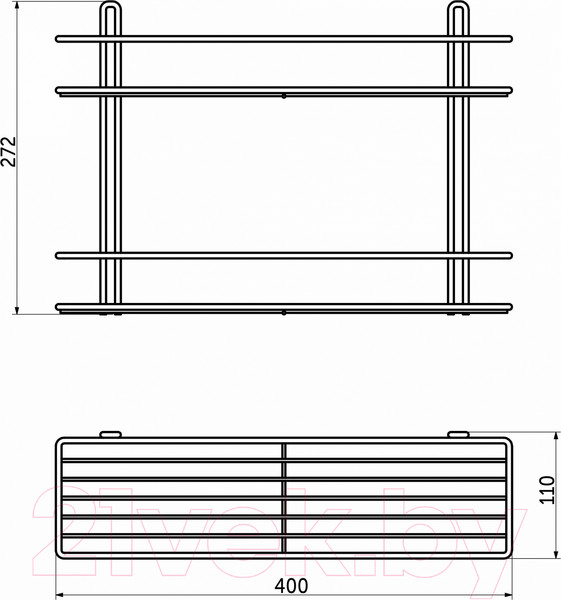 Изображение товара Полка для ванной AKS Classic прямая 2-ярусная (белый)