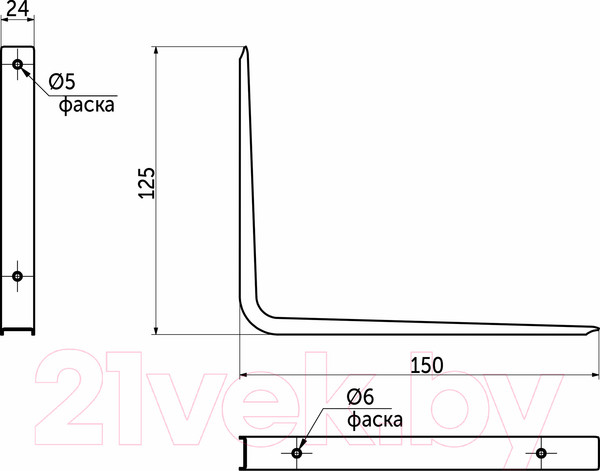 Изображение товара Полкодержатель AKS Craft 125x150x1.2 (черный)