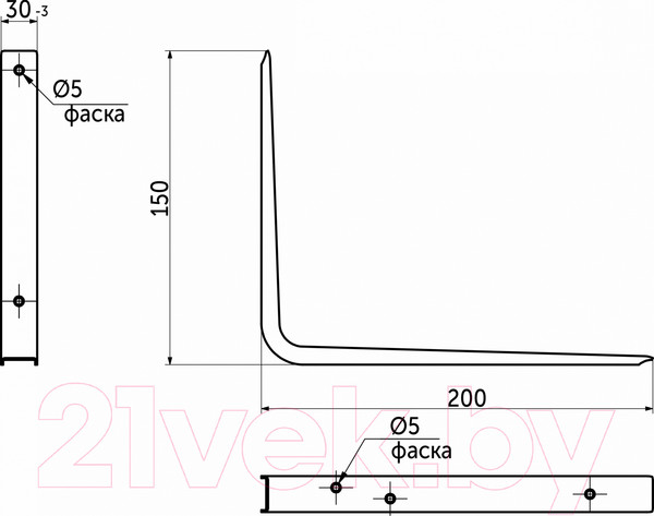 Изображение товара Полкодержатель AKS Craft 150x200x1.5 (белый)
