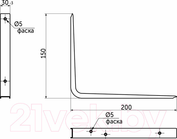 Изображение товара Полкодержатель AKS Craft 150x200x1.5 (черный)