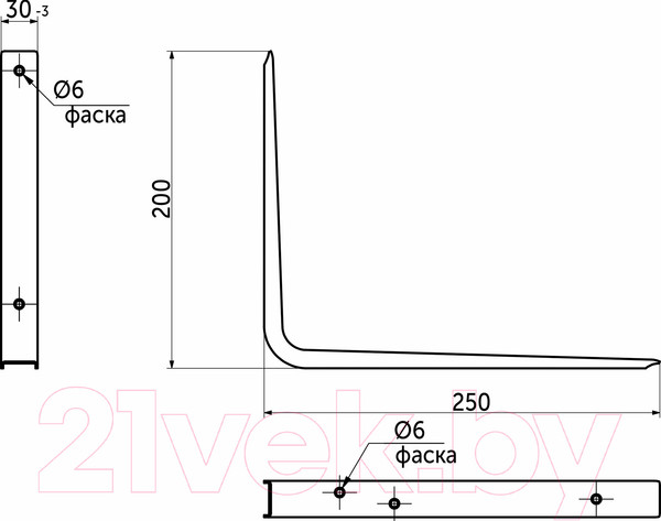 Изображение товара Полкодержатель AKS Craft 200x250x1.5 (белый)