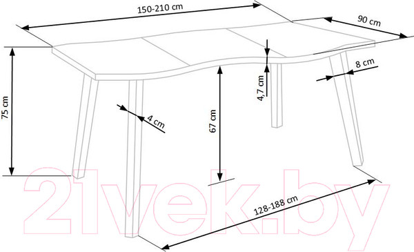 Изображение товара Обеденный стол Halmar Dickson (натуральный/черный)