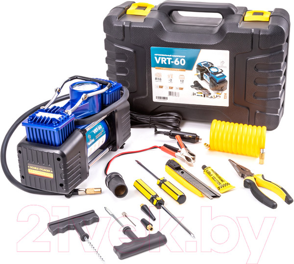 Изображение товара Автомобильный компрессор FoxWeld Varteg VRT 60 / 7214 (с набором аксессуаров)