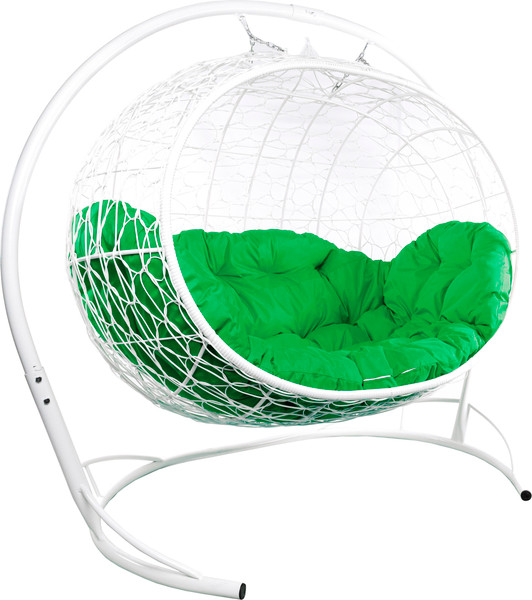 Изображение товара Диван подвесной M-Group Улей / 11210104 (белый ротанг/зеленая подушка)