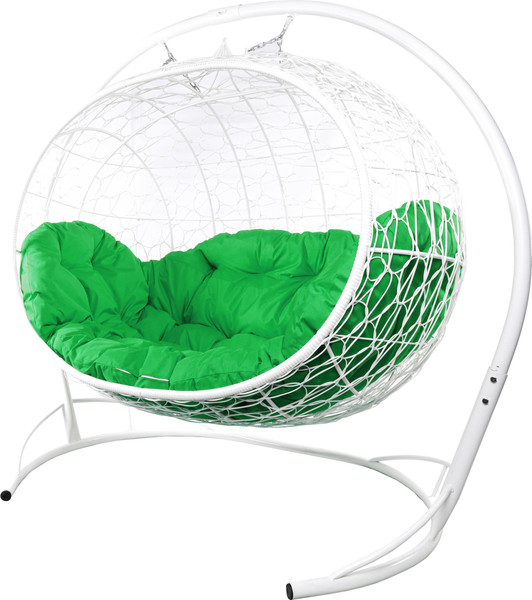 Изображение товара Диван подвесной M-Group Улей / 11210104 (белый ротанг/зеленая подушка)