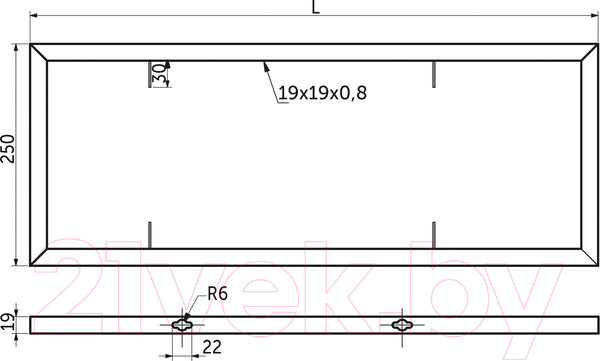 Изображение товара Полкодержатель AKS Renuar 250x1280 (черный матовый)