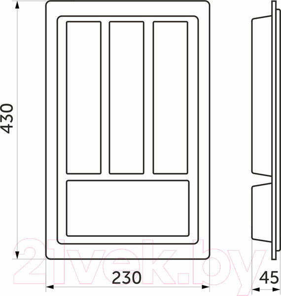 Изображение товара Органайзер для столовых приборов AKS Standart 230x430 (белый)