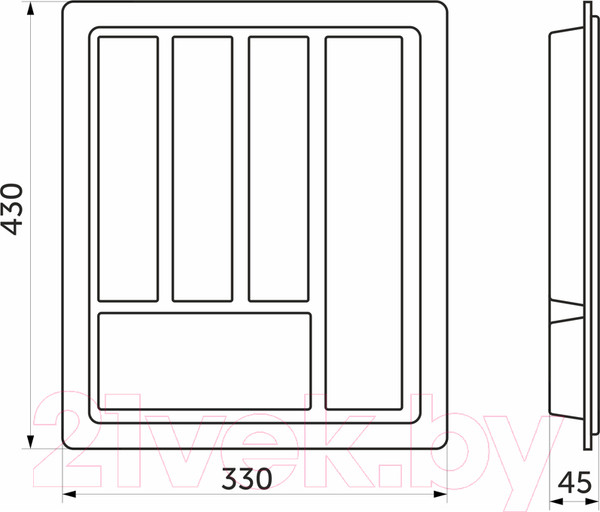 Изображение товара Органайзер для столовых приборов AKS Standart 330x430 (металлик)