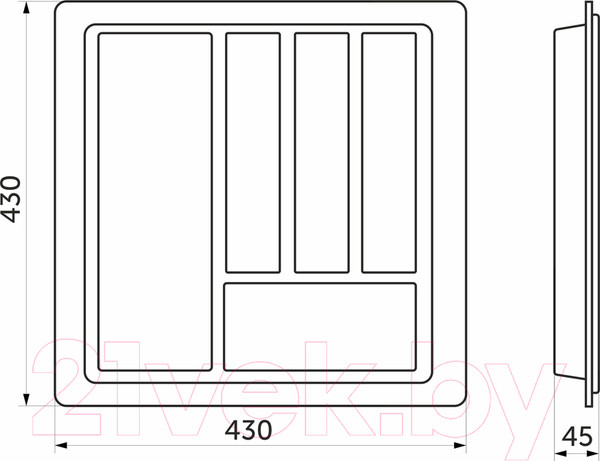 Изображение товара Органайзер для столовых приборов AKS Standart 430x430 (белый)