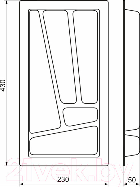 Изображение товара Органайзер для столовых приборов AKS Verso 230x430 (белый)