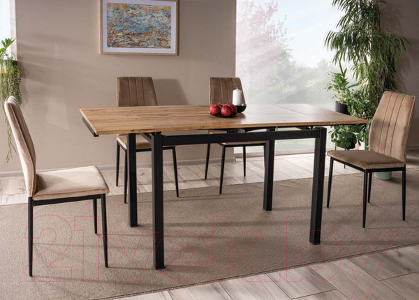 Изображение товара Обеденный стол Signal GD017 110-170x74 (дуб артизан/черный матовый)