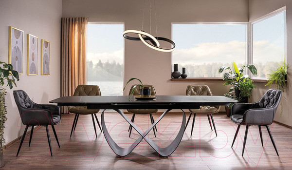 Изображение товара Обеденный стол Signal Infinity Ceramic 160-240x95 (черный Azario Black/черный матовый)