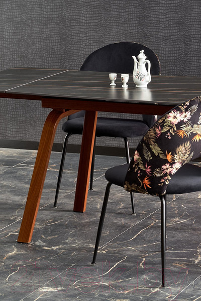 Изображение товара Обеденный стол Halmar Lozano 140-200x82x76 (черный мрамор/ореховый)