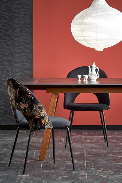 Изображение товара Обеденный стол Halmar Lozano 140-200x82x76 (черный мрамор/ореховый)