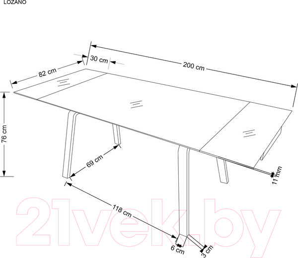Изображение товара Обеденный стол Halmar Lozano 140-200x82x76 (черный мрамор/ореховый)