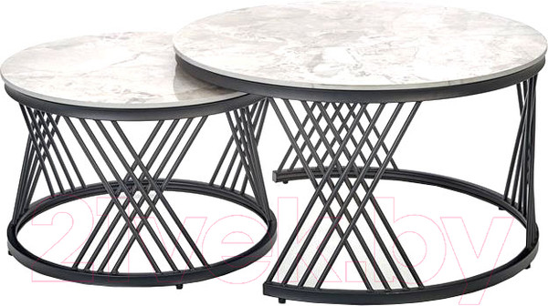 Изображение товара Комплект журнальных столиков Halmar Flamingo / V-CH-FLAMINGO-LAW (серый мрамор/черный)