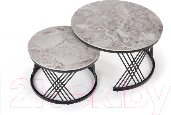 Изображение товара Комплект журнальных столиков Halmar Flamingo / V-CH-FLAMINGO-LAW (серый мрамор/черный)