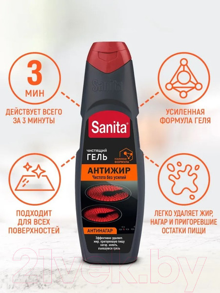 Изображение товара Чистящее средство для кухни SANITA Антижир Гель (500г)