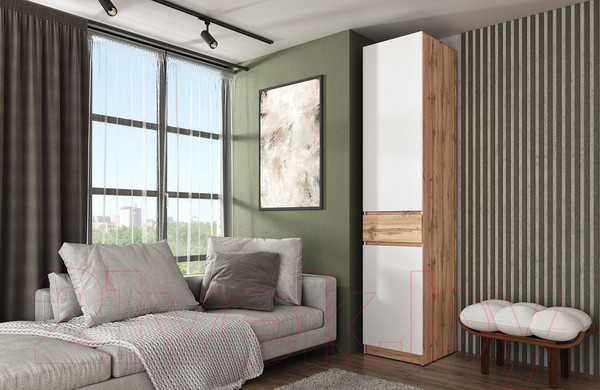 Изображение товара Шкаф-пенал Eligard Locarno 1 (дуб натуральный/белый)