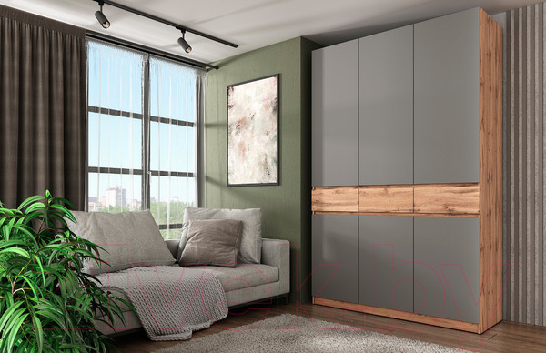 Изображение товара Шкаф Eligard Locarno 3 (дуб натуральный/дымчатый алмаз)