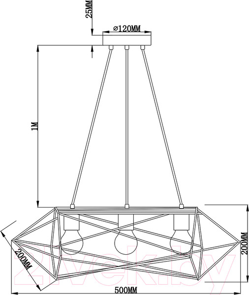 Изображение товара Потолочный светильник ESCADA 10174/3PL (черный)