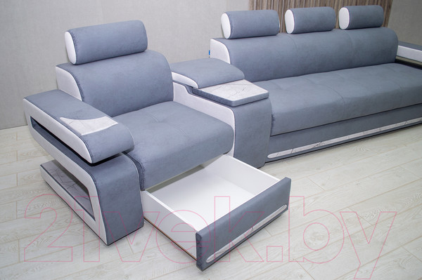 Изображение товара Диван угловой Петрамебель Марсель люкс модульный правый (светло-серый/светло-серый глори 23)