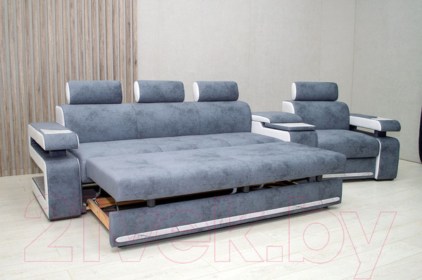 Изображение товара Диван угловой Петрамебель Марсель люкс модульный левый (светло-серый/светло-серый глори 23)