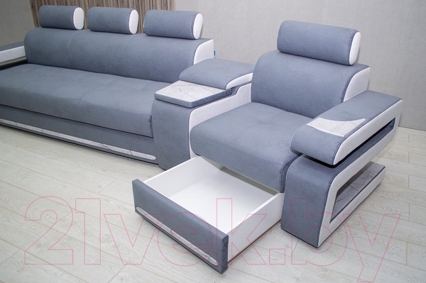 Изображение товара Диван угловой Петрамебель Марсель люкс модульный левый (светло-серый/светло-серый глори 23)