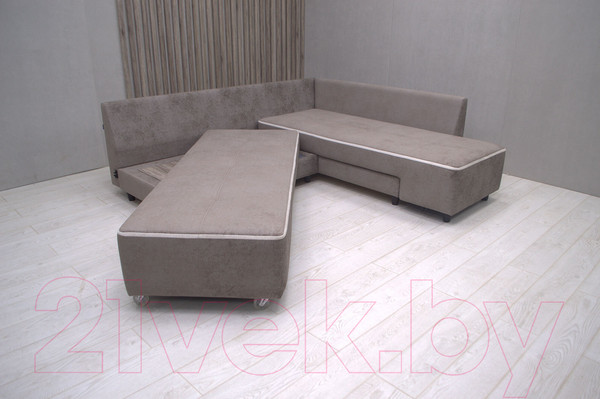 Изображение товара Диван угловой Петрамебель Оскар левый (велюр бежевый хилтон 06 какао/Хилтон 02 светло-бежевый)