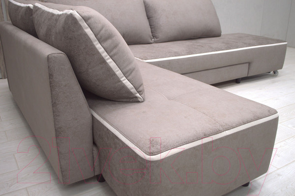 Изображение товара Диван угловой Петрамебель Оскар правый (велюр бежевый хилтон 06 какао/хилтон 02 светло-бежевый)