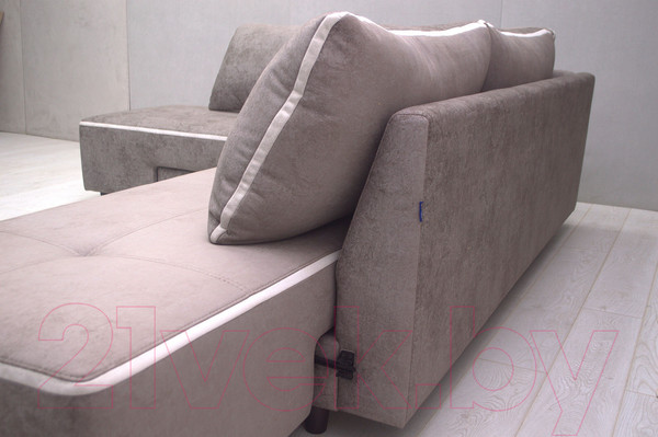 Изображение товара Диван угловой Петрамебель Оскар правый (велюр бежевый хилтон 06 какао/хилтон 02 светло-бежевый)