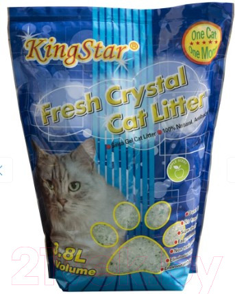 Изображение товара Наполнитель для туалета KINGSTAR Силикагелевый Зеленое яблоко (3.8л/1.6кг)
