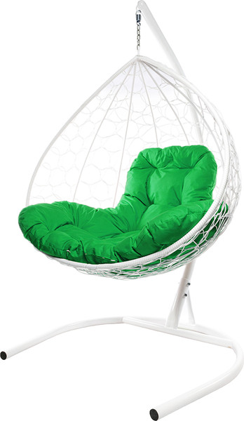 Изображение товара Кресло подвесное M-Group XL / 11120104 (белый ротанг/зеленая подушка)